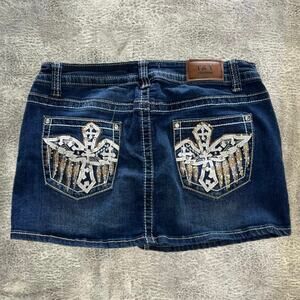 Y2k T&Y Embellished Cross denim Mini Skirt